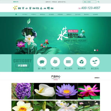 鲜花水草花卉网站模板28-587