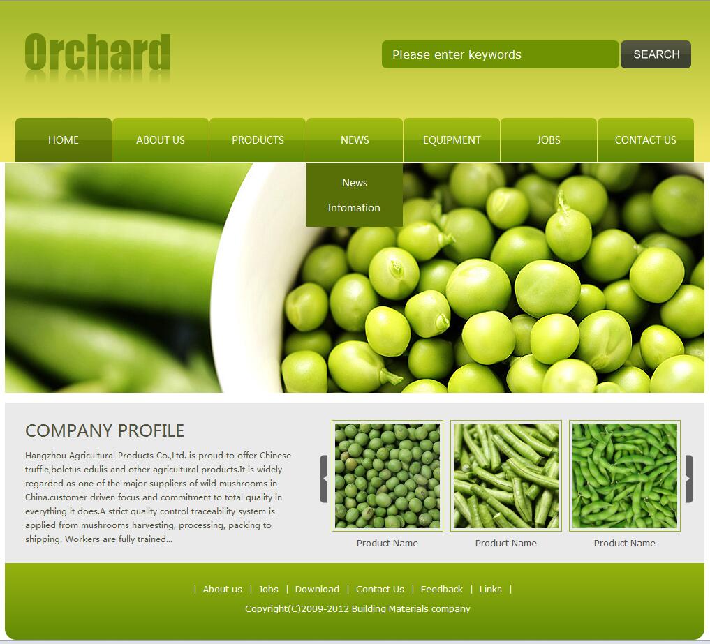 绿色农业外贸网站模板8126